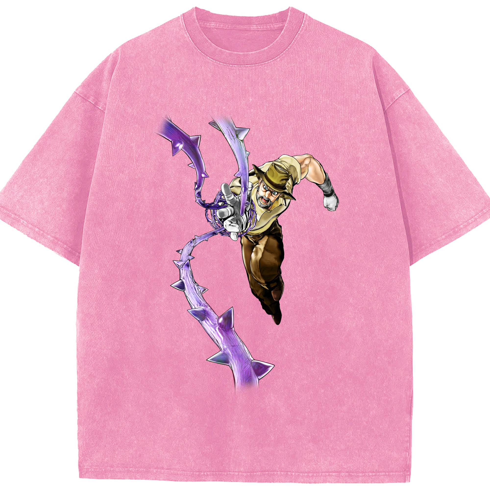 （画像用） ジョジョの奇妙な冒険 ジョセフ?ジョースター JoJo's Bizarre Adventure Joseph Joestar 綿100% ヴィンテージ風 半袖Tシャツ（フロントプリント）